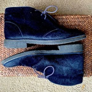 Christian Louboutin Calfskin Chukka Tie Up Ankle Boot Low Heel Black